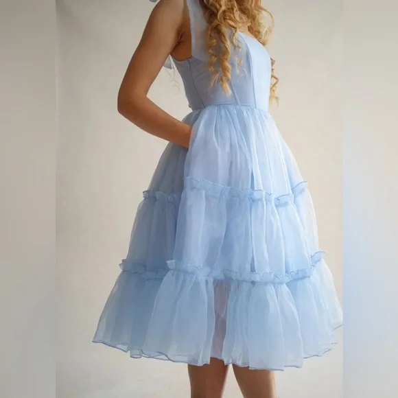 Wild Rose & Sparrow Siena Dress Blue Corset Tulle Mini L NWT Fairy - Picture 6 of 16